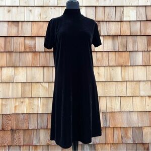 VTG 90s Jacqueline Ferrar Black Velvet Mock neck T-Shirt Mini Dress, 6